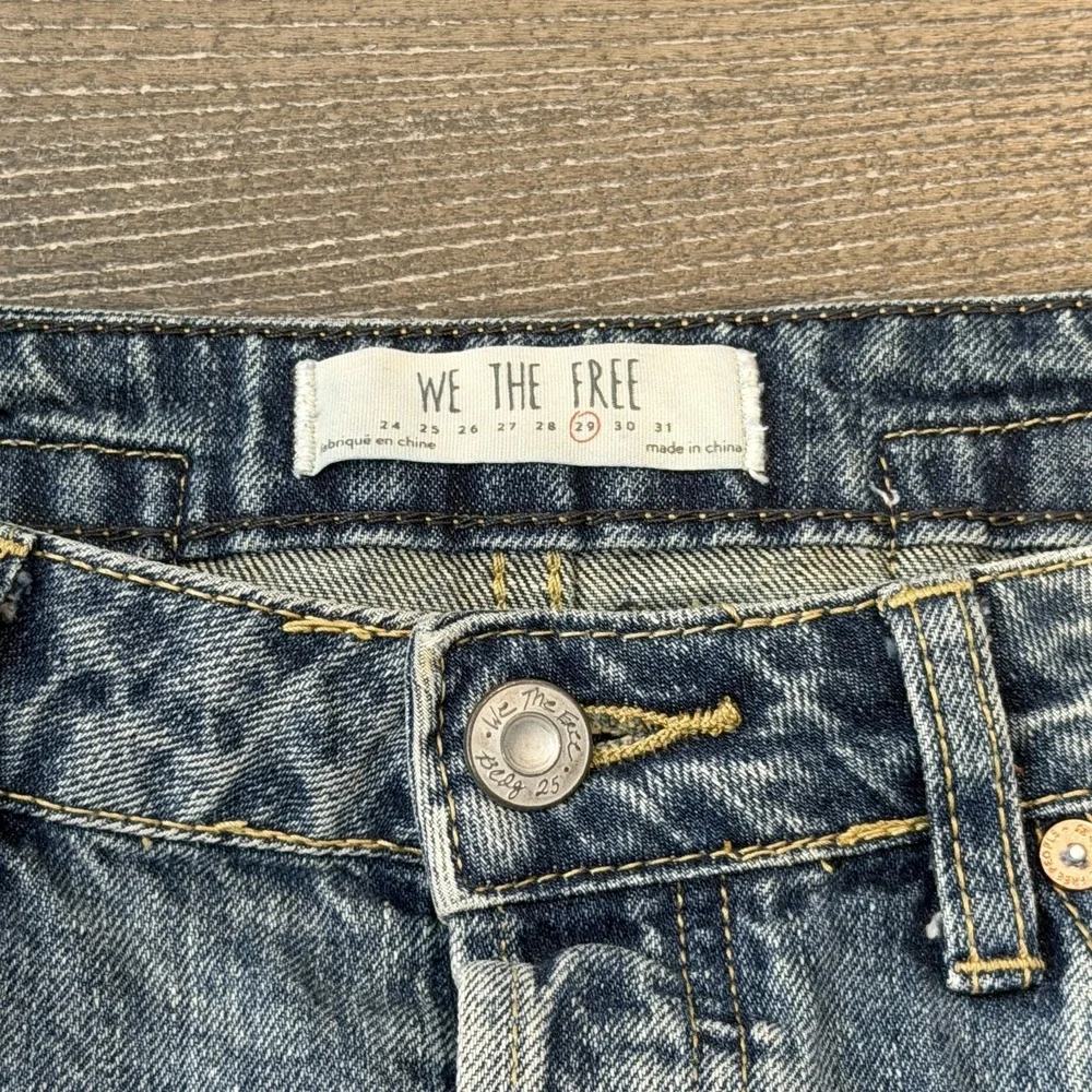Free People We The Free Denim Mini Skirt Raw Hem 29 Button Fly Boho Western